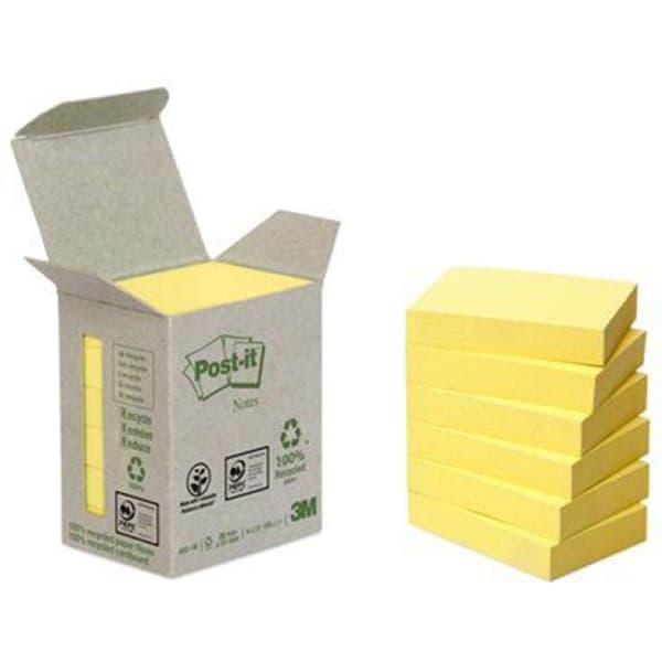 Post-it Ekologiska block POST-IT (653-1B), 38x51mm, 6x100 kort, gul
