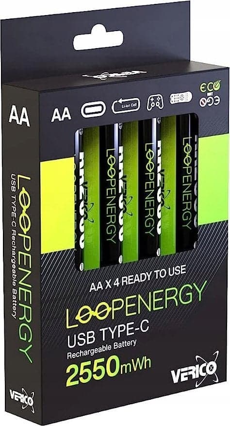 Verico Loop Energy 4-pakkaus Mignon AA Li-Ion USB-C 1700 mAh