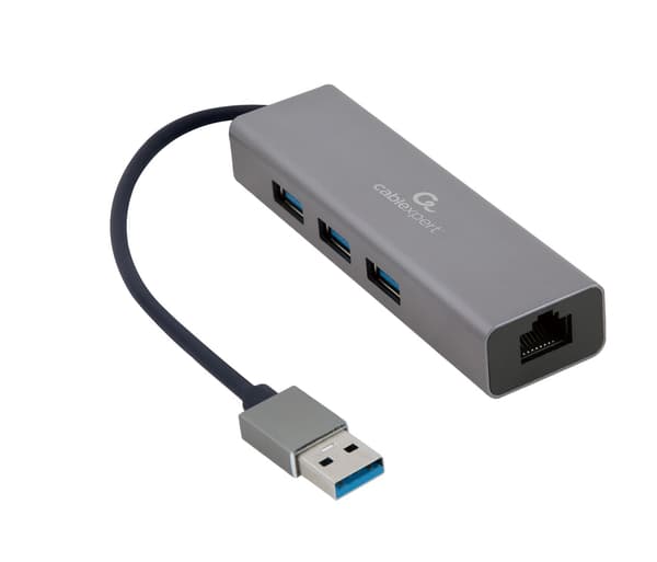 GEMBIRD A-AMU3-LAN-01 USB-AM til LAN-adapter Gigabit HUB USB 3.0 x3 sort