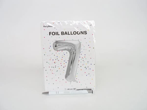 Party Deco Folieballong Nummer \"7\", 86cm, silver universal