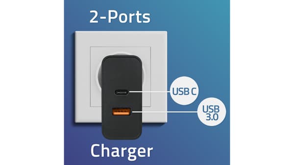 Qoltec Super Quick PD Batterioplader | 1xUSB-C | 1xUSB | 65W | 5-20V | 1.5-3.25A | Sort