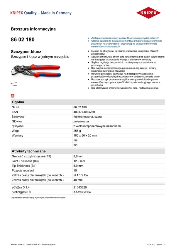 KNIPEX Pihtiavain