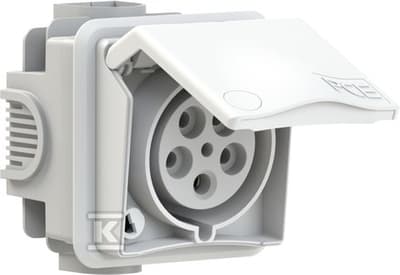 Planforsænket stikkontakt 32A 5P 400V hvid IP44 DESIGN 895-6v
