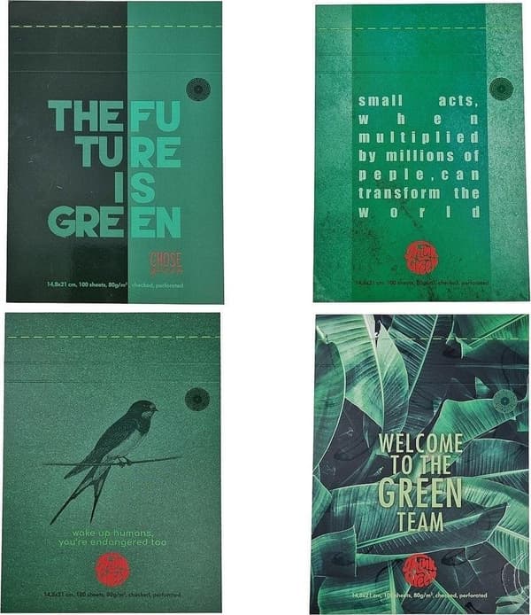 Notesbog A5/100K gitter Flexi Think Green (10 stk.)