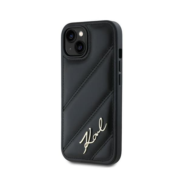 Karl Lagerfeld KLHCP14SPQDSMGK Apple iPhone 14 / 15 / 13 hardcase Diagonal Quilted Script sort