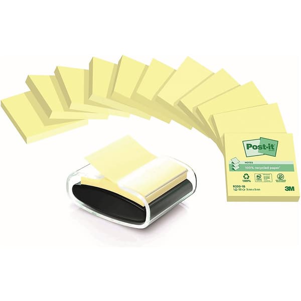 Post-it Z-Notes 76x76mm (R330-18) (+ dispenser) gul (12x100)