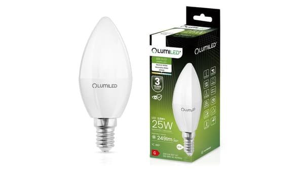 LED pære B35 E14 2.5W=25W 249lm 4000K Neutral 180 Lumiled