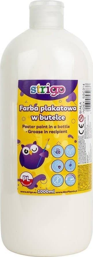 Affischfärg i flaska 1000ml vit STRIGO