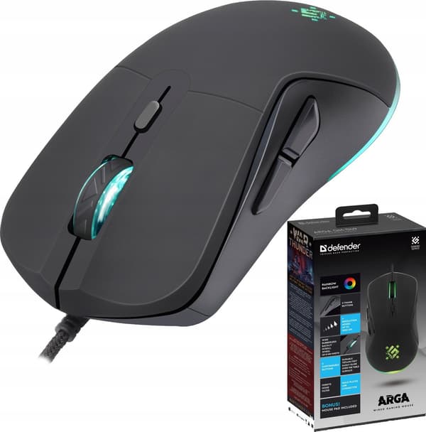 Kablet mus Defender ARGA GM-049 3600dpi 6P + Gaming Pad