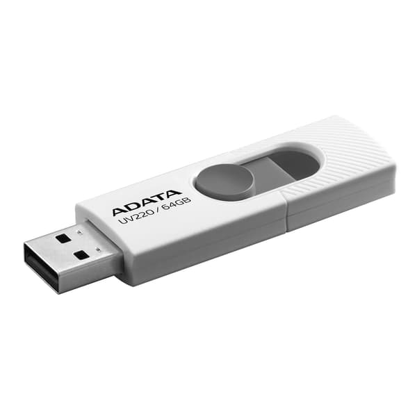 ADATA AUV220-64G-RWHGY Adata Flash Drive UV220, 64GB, USB 2.0, vit och grå