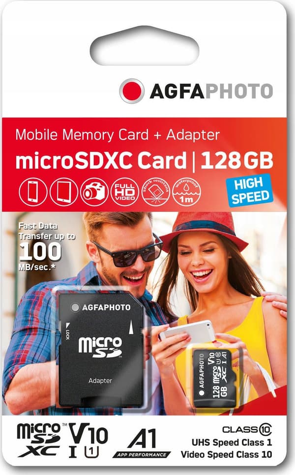 AgfaPhoto MicroSDXC UHS-I 128GB Höghastighetsklass 10 U1 V10