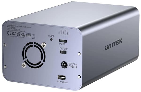Unitek RAID-kabinet til 2,5\"/3,5\" SATA-drev 4 tilstande 40TB USB C 10Gb/s