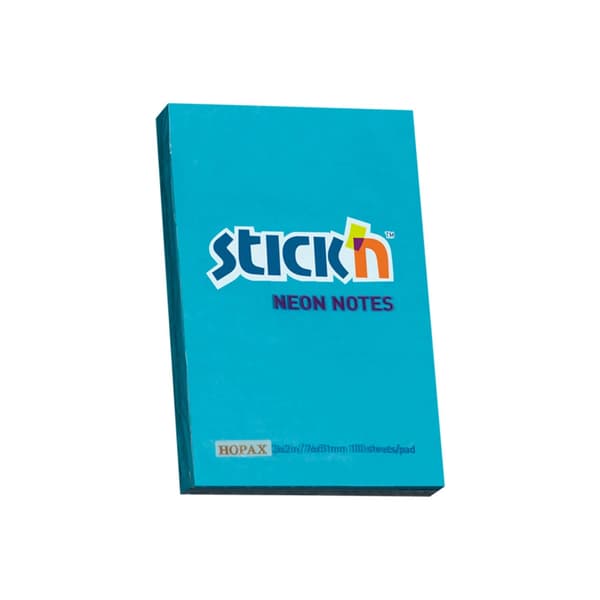 Självhäftande anteckningsblock 76x51mm neonblå