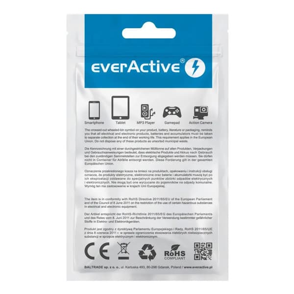 USB - USB-C EverActive CBB-2CB Kabel 2m med understøttelse af hurtig opladning op til 3A sort