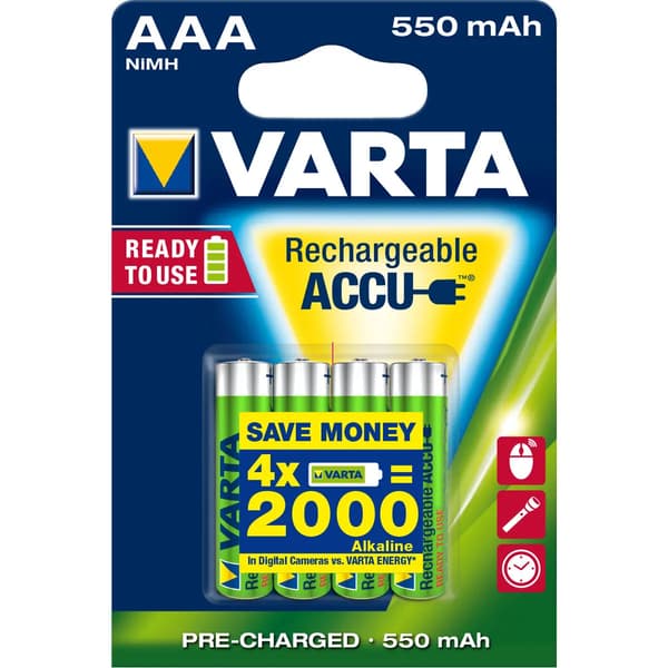 1x4 Varta RECHARGE ACCU Power 550 mAH AAA Micro NiMH