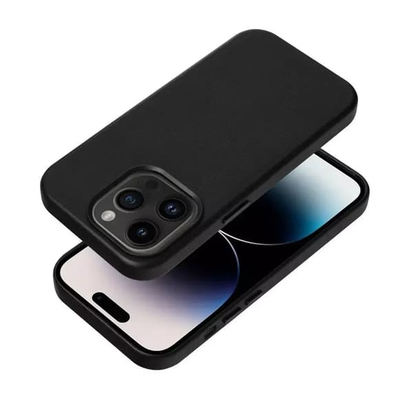 LEATHER MAG COVER etui kompatibelt med MagSafe til IPHONE 15 Plus sort