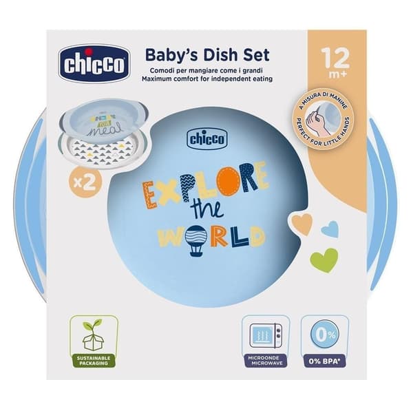 Chicco 2 lautasen setti, sininen