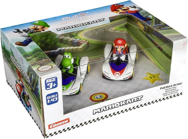 Mario Kart Mario + Yoshi Pull Speed sæt 2 biler