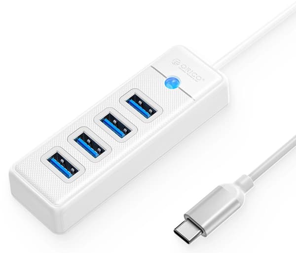 Orico Hub-adapter USB-C till 4x USB 3.0, 5 Gbit/s, 0,15 m (vit)
