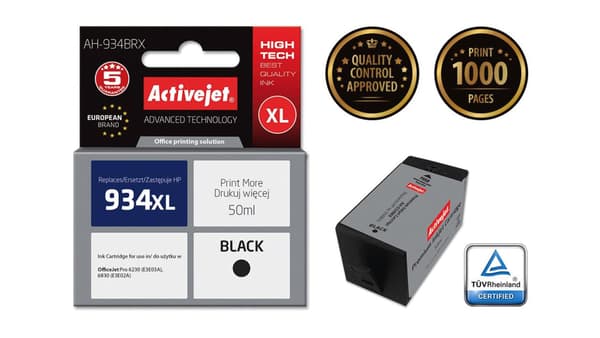 Activejet AH-934BRX blækpatron (erstatning for HP 934XL C2P23AE; Premium; 50 ml; sort)