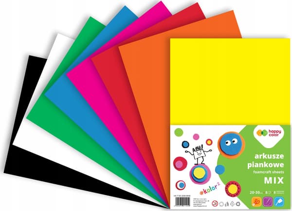 Skumplader mix A4 8 stk HAPPY COLOR