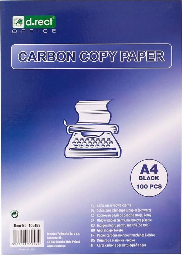 Svart kalkerpapper A4 a'100 D.RECT