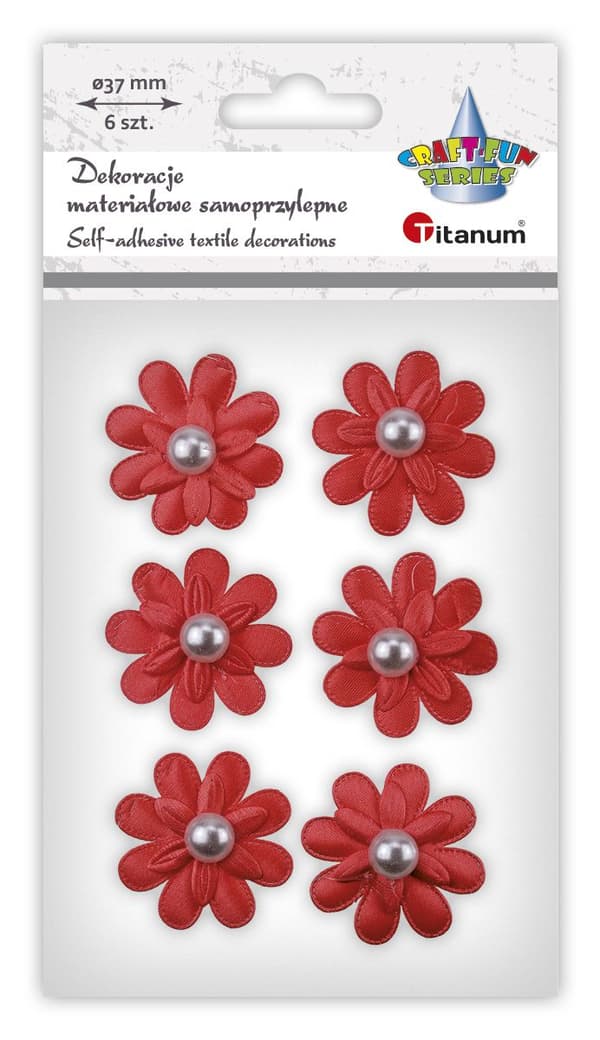 Dekoration självhäftande 3D-blommor röd 6st