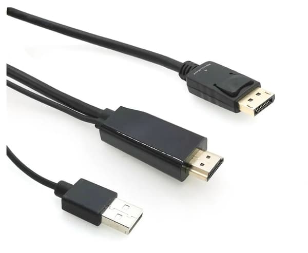 Lindy 41426 videokabel adapter 2 m HDMI + USB DisplayPort Sort, Rød