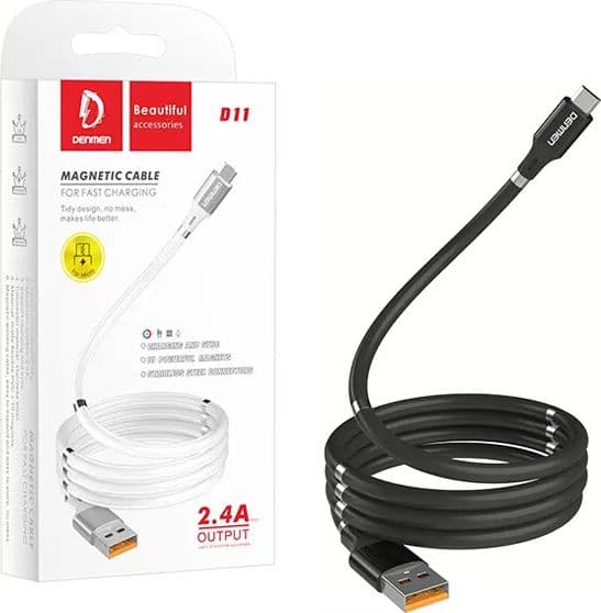 Kabel USB Denmen USB-A - USB-C 1 m Svart (29362)
