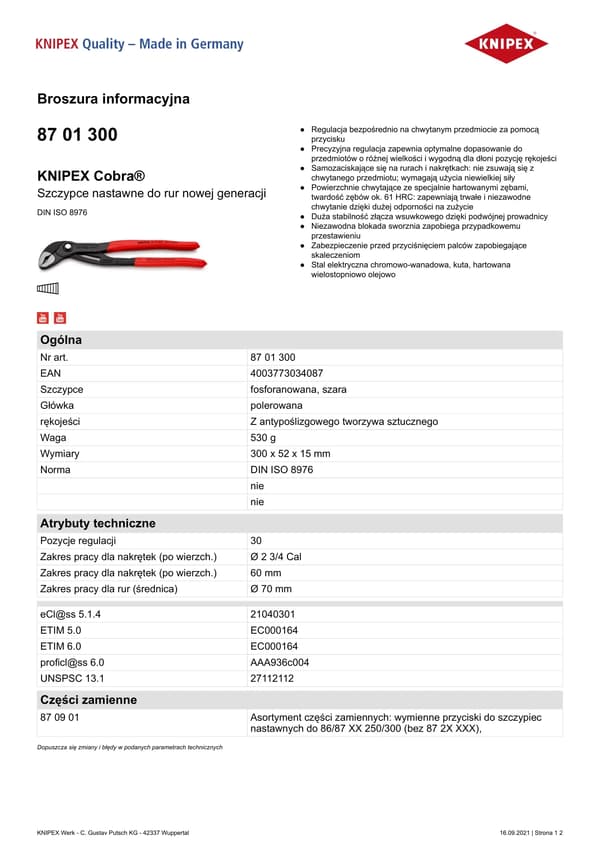 KNIPEX Cobra 300 mm
