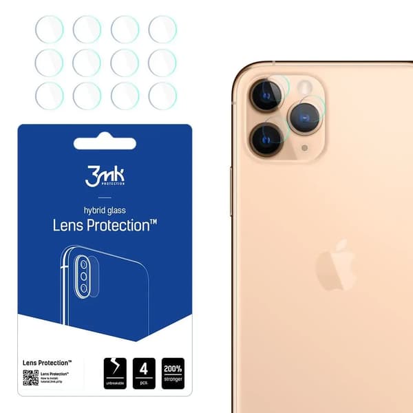 4x 3mk Fleksibelt Glas til kameralinsen Apple iPhone 11 Pro