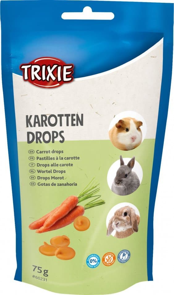 Trixie Dropsy til gnavere med gulerodssmag, 75g