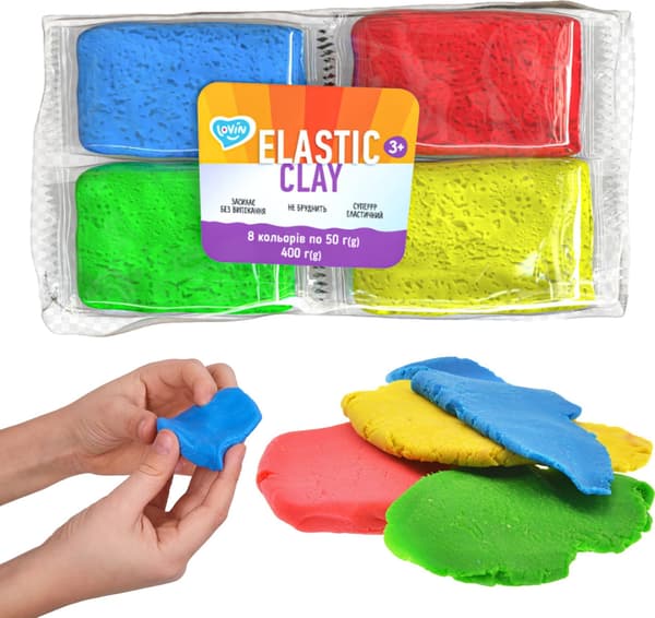 Kiksæt Elastisk Ler 8 farver TM Lovin 70164