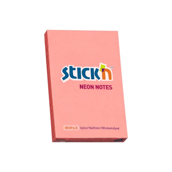 STICK'N NOTES 51 X 76 MM NEONFÄRGER (100), MÖRK ROSA