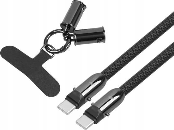 Kabel 2i1 USB C lanyard 1,2 m sort