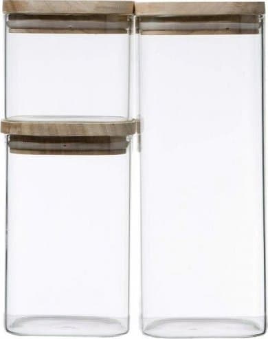 3 burkar Secret de Gourmet stapelbart transparent glas