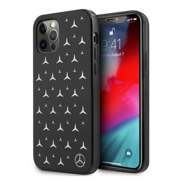 Mercedes beskyttelsescover med sølvstjernemønster til iPhone 12 Pro Max, sort