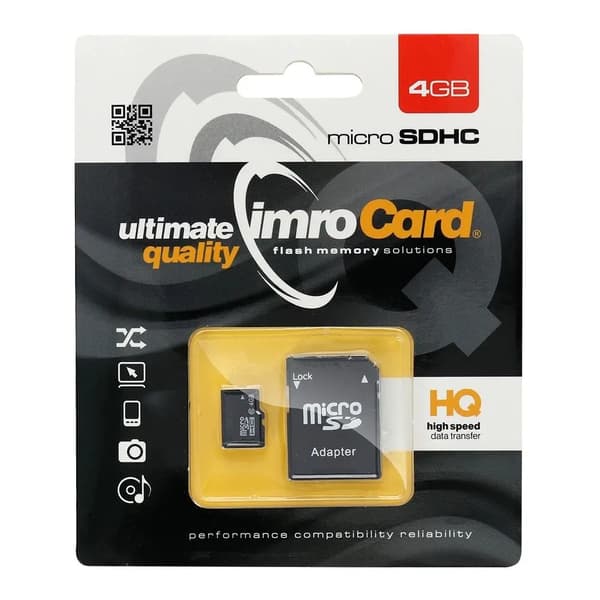 IMRO microSD 4GB KLASS 10 UHS I 100MB/s minneskort med SD-adapter