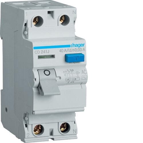 Hager vikavirtakytkin 2P 25A 0.03A AC (CDC225J)