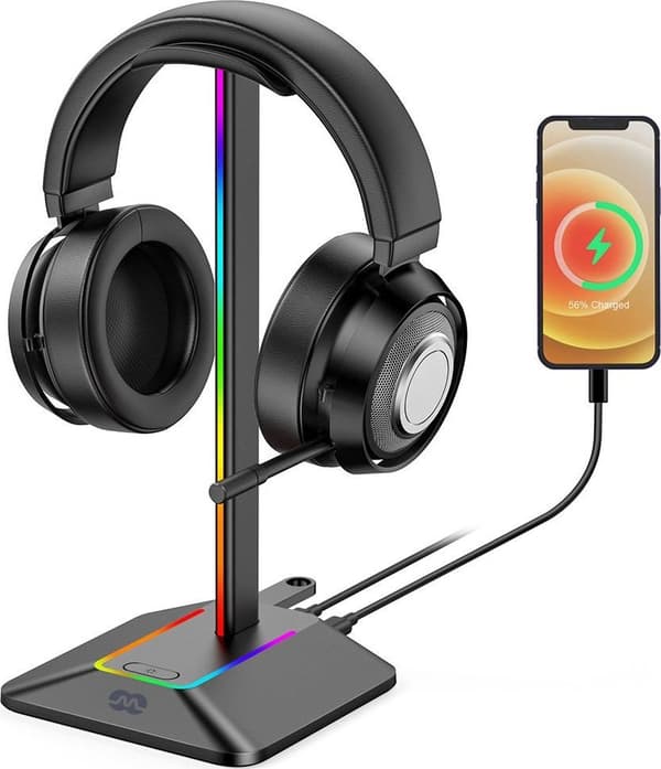 Mozos MOZOS D12 RGB Hovedtelefonstativ LED USB Hub