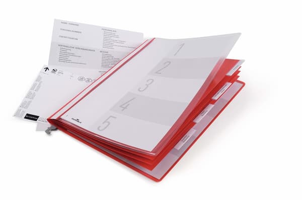Dokumentmapp DURABLE med hängmappsram A4 5 fack röd