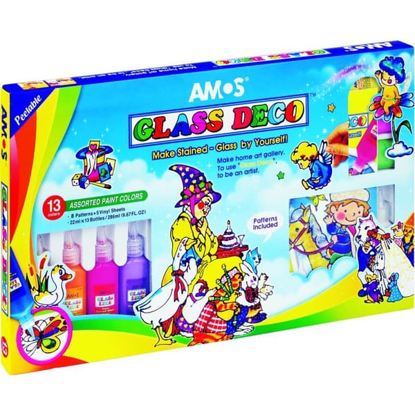 Glasmålningsfärger 13 färger AMOS