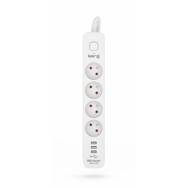 4-vejs stikdåse + 3xUSB A; 5 meter; 3×1,5mm² H05VV-F 16A/250V~M02415