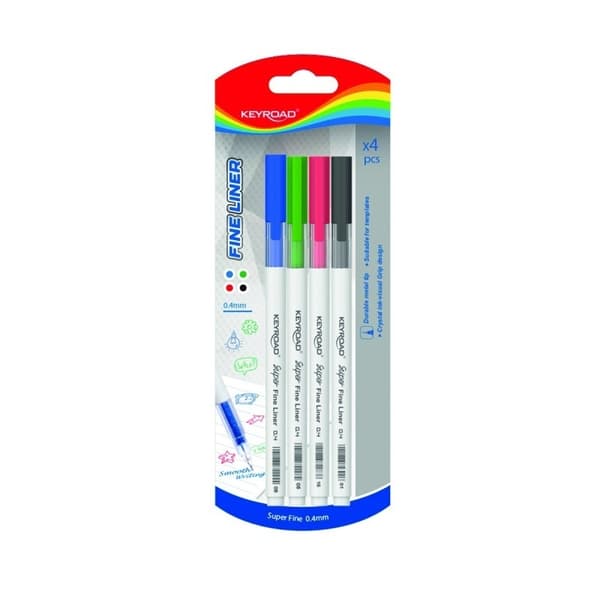KEYROAD 0,4 mm fineliner 4 st blister