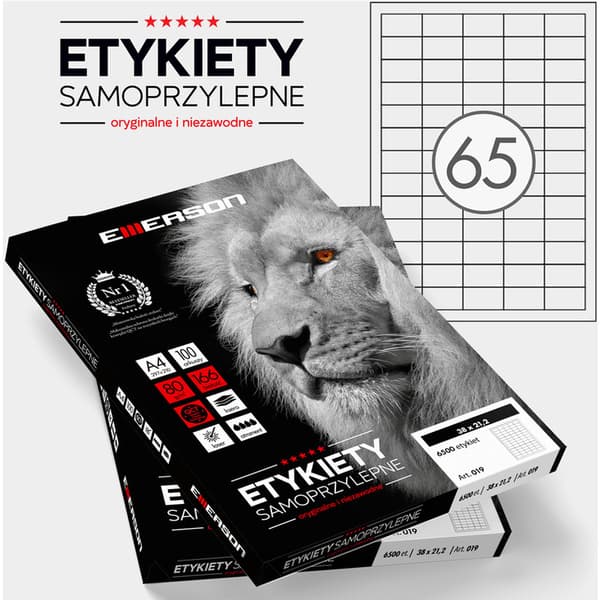ETIKETTER 38 X 21,2 MM. 65 ST/A4 EMERSON UNIVERSAL