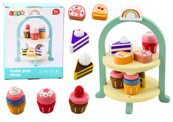 Sliksæt Kager Cupcakes Træstander