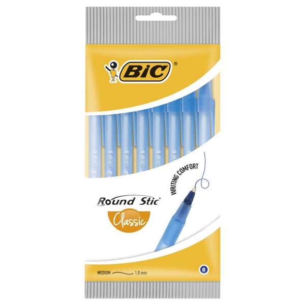 Bic LANG BESKRIVELSE RUND STIFT BLÅ POSE 8 928497