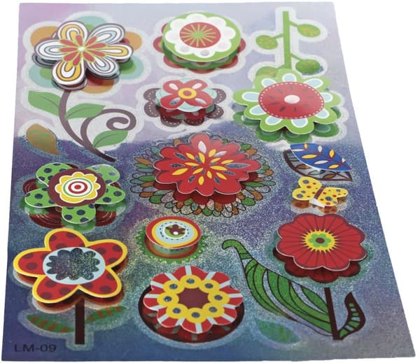 Folio- ja paperitarrat 3D-kukat 14 kpl