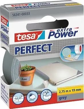Tesa tesa extra Power Perfect -kangasnauha 2,75 m 19 mm harmaa