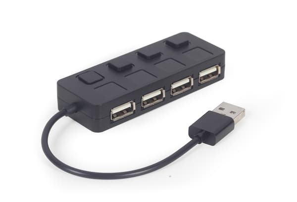 GEMBIRD USB 2.0 Hub 4-port med omkopplare svart